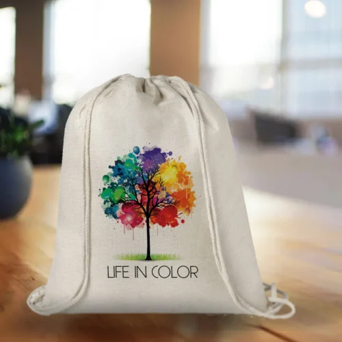 Σακίδιο πλάτης λινό με κορδόνια LIZCOM