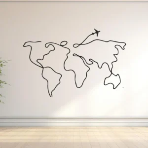 World Map Airplane Tail Line Αυτοκόλλητο