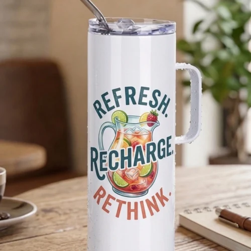 Ποτήρι Θερμός 600ml με Χερούλι & Καλαμάκι | Φτιάξτε μοναδικά σχέδια η το λογότυπο της εταιρείας σας